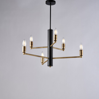 Be Light - Isak - Lampadario moderna con struttura media in metallo laccato a 6 lampadine - Colore: Nero - 6 Lampadine E14 42W - IP20 - SKU: BL311-6-NR