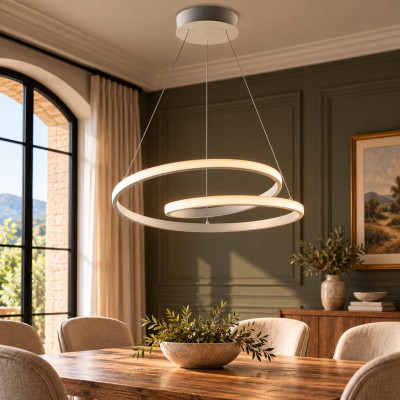 Be Light Malena Lampadario moderno con diffusore a LED a spirale in alluminio Colore: Bianco