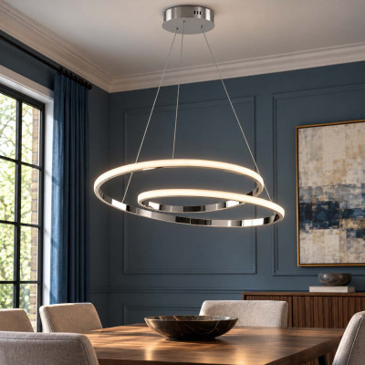 Be Light Malena Lampadario moderno con diffusore a LED a spirale in alluminio Colore: Cromato