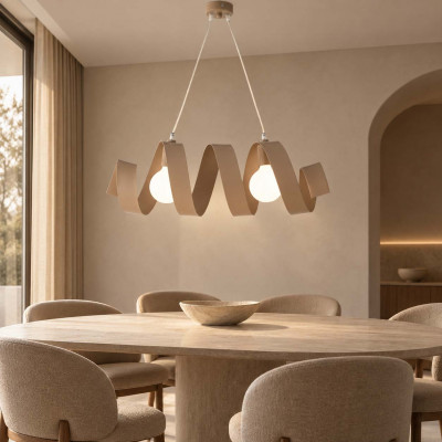 Be Light Helix Lampadario moderno con diffusore in metallo con 2 lampadine Colore: Tortora