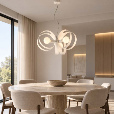 Be Light Peter Lampadario moderno in metallo con diffusore a 3 lampadine Colore: Bianco