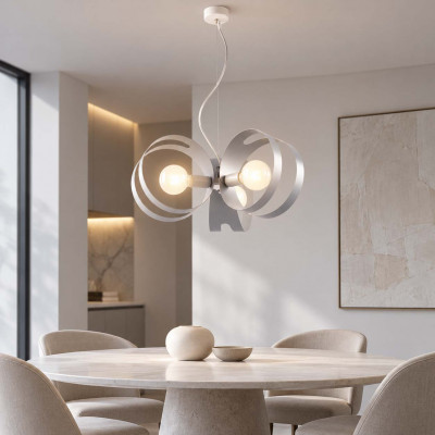 Be Light Peter Lampadario moderno in metallo con diffusore a 3 lampadine Colore: Grigio