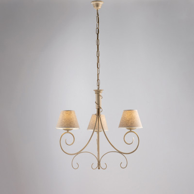 Be Light - Vienna - Lampadario piccolo dalle linee classiche con paralumi in tessuto - Colore: Avorio/Oro - 3 Lampadine - E14 - 40W - IP20 - SKU: BL258-3-AV