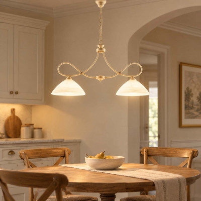 Be Light Dallas Lampadario piccolo struttura in metallo e con paralumi in vetro Colore: Avorio