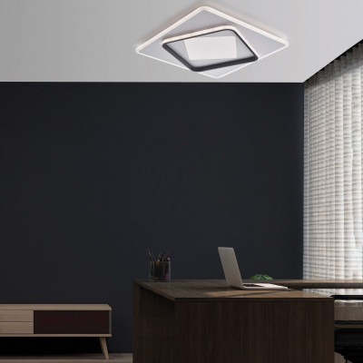 Be Light - Lulù - Plafoniera a LED moderna con struttura in alluminio e diffusore in acrilico - Colore: Bianco/Nero - 1 Lampadina Led Integrato 78W - Lumen 8500 - Gradi Kelvin 3000k-4000k-6000k - IP20 - SKU: BL318-PBC