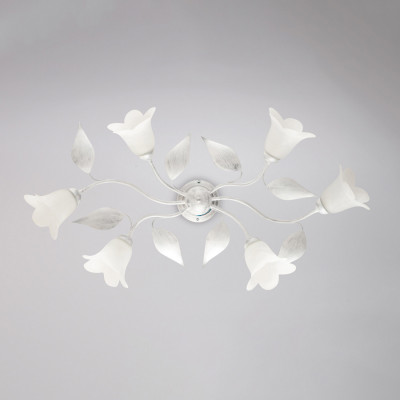 Be Light - Olga - Plafoniera grande con struttura linee classiche in metallo e diffusore in vetro - 6 Lampadine E14 40W - IP20 - SKU: BL155-PL6