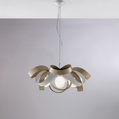 Be Light Primula Sospensione con struttura in metallo dal design moderno regolabile in altezza Colore: Bianco/Tortora