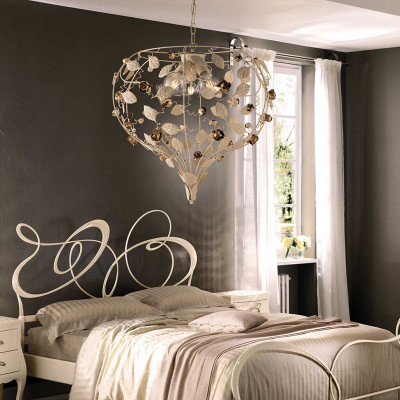 Bonetti Illumina - Bella - Lampadario in metallo laccato con decorazione decape 3 luci - 5 Lampadine E27 60W - IP20 - SKU: BL196-3