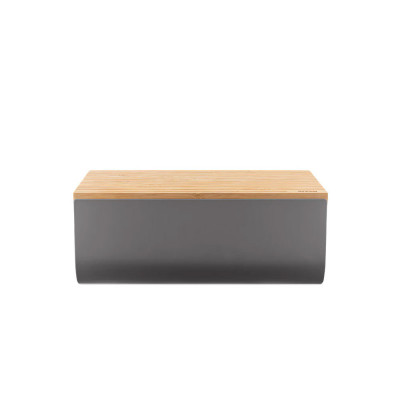Alessi Mattina Cassetta per pane in acciaio con tagliere in legno di bambù Colore: Grigio Scuro