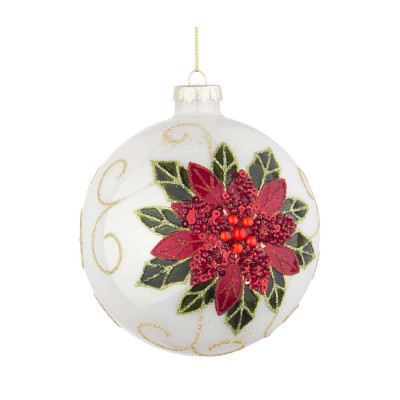 Bizzotto Poinsezia Pallina per albero di natale poisenzia d.10 Colore: Bianco/Rosso