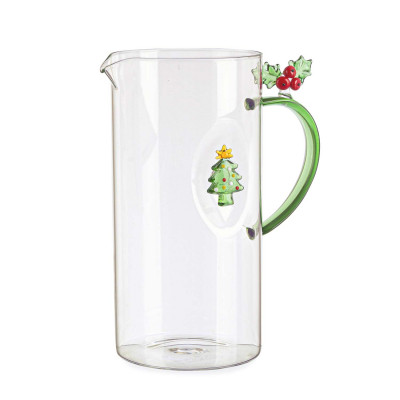 Bizzotto Lavish Caraffa in vetro con decorazione pino Colore: Trasparente