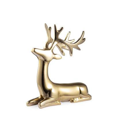 Bizzotto - Glower - Decorazione natalizia con renna seduta in alluminio - Colore: Oro - SKU: B0976771 