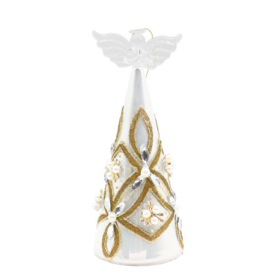 Bizzotto Decorazione per albero di natale pino con angelo in vetro Colore: Bianco