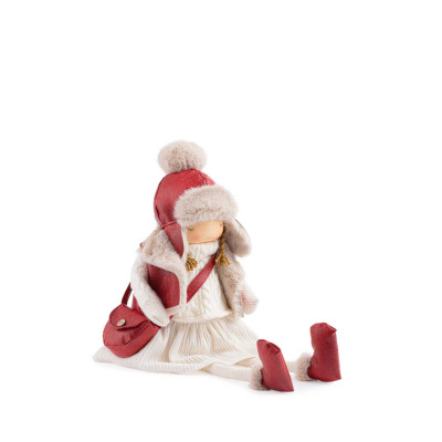  Bizzotto - Nikau - Decoro natalizio bimba seduta con borsetta - Colore: Bianco/Rosso - SKU: B0980168 