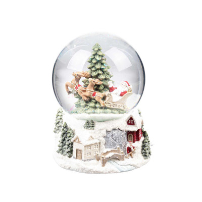  Bizzotto - Jaden - Palla di vetro con pino e babbo natale - Colore: Multicolore - SKU: B0974636 