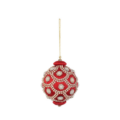  Bizzotto - Pallina di natale piccola dal design elegante Crystal - Colore: Rosso - SKU: B0973557 