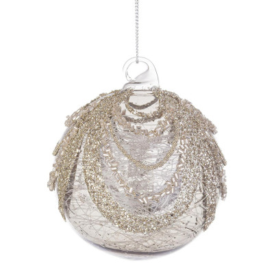  Bizzotto - Pallina di natale piccola in vetro dal design moderno ed elegante - Colore: Grigio - SKU: B0972754 