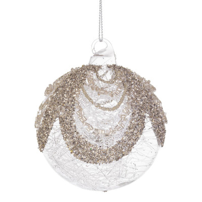  Bizzotto - Pallina di natale piccola in vetro dal design moderno ed elegante - Colore: Trasparente - SKU: B0972751 