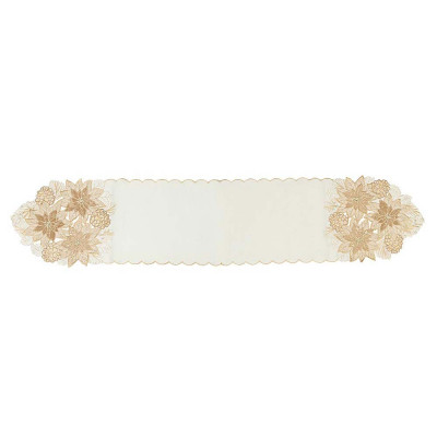 Bizzotto Johnson Runner in tessuto con motivi natalizi Colore: Bianco/Oro