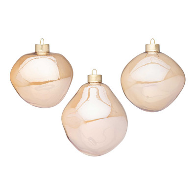  Bizzotto - Organic - Set 3 pezzi palline per albero di natale organic d.10 - Colore: Champagne - SKU: B0975494 