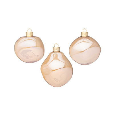  Bizzotto - Organic - Set 3 pezzi palline per albero di natale organic d.8 - Colore: Champagne - SKU: B0975487 