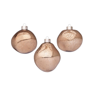  Bizzotto - Organic - Set 3 pezzi palline per albero di natale organic d.8 - Colore: Marrone - SKU: B0975484 