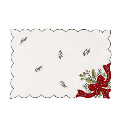 Bizzotto Anderson Tovaglietta da tavola in tessuto con decori natalizi Colore: Bianco/Rosso
