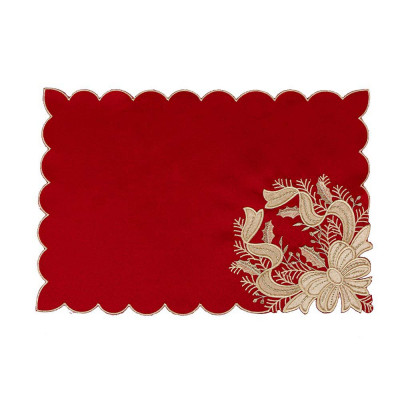 Bizzotto Davis Tovaglietta da tavola in tessuto con decori natalizi Colore: Rosso/Oro
