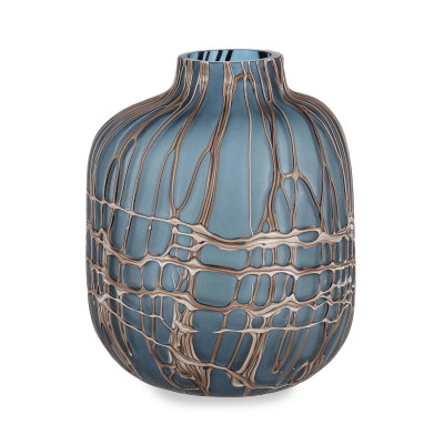 Bizzotto Akita Vaso alto decorativo in vetro Colore: Marrone/Blu