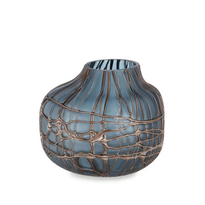 Bizzotto Akita Vaso decorativo in vetro Colore: Marrone/Blu