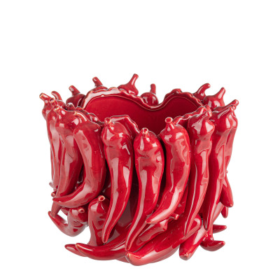 Bizzotto - Spicy - Vaso in ceramica con peperoncini - Colore: Rosso - SKU: B0503395