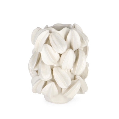 Bizzotto - Carambola - Vaso in ceramica dal design moderno - Colore: Bianco - SKU: B0502692