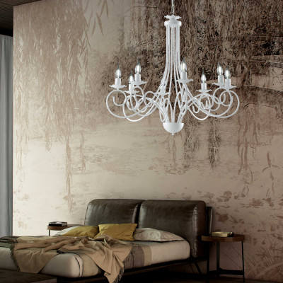 Be Light Alma Lampadario grande con struttura in metallo dalle linee classiche Colore: Bianco