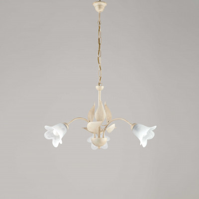 Be Light - Olga - Lampadario piccolo classico con struttura in metallo e diffusori in vetro - Colore: Avorio - 3 Lampadine - E14 - 40W - IP20 - SKU: BL155-3-AV