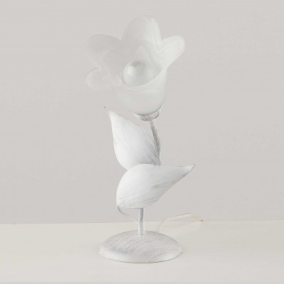 Be Light - Olga - Lampada da tavolo con struttura linee classiche in metallo e diffusore in vetro - Colore: Bianco/Argento - 1 Lampadina - E14 - 40W - IP20 - SKU: BL155-LT-BA