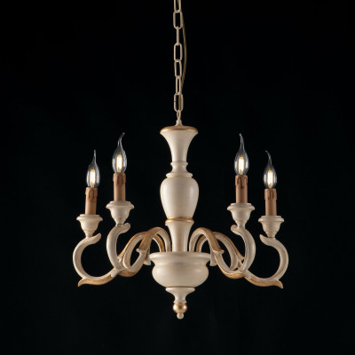 Bonetti Illumina - Fiorenza - Lampadario in stile classico in legno 5 luci - 5 Lampadine E14 40W - IP20 - SKU: BL172-5