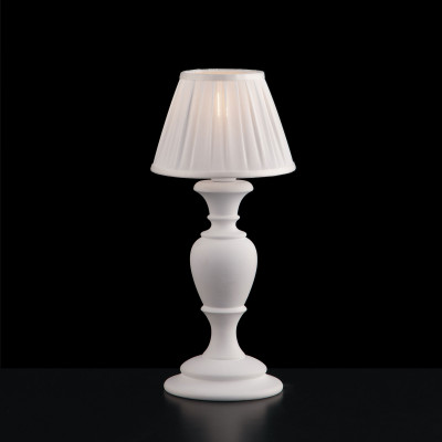 Bonetti Illumina Fiorenza Lampada da comodino in legno con paralume in plisse bianco Colore: Bianco