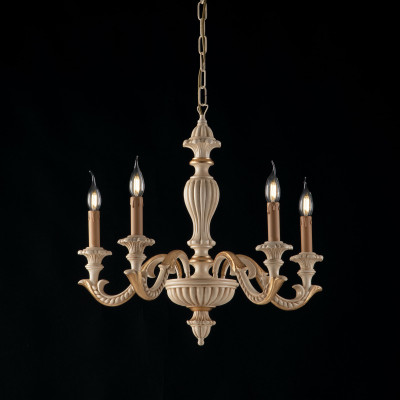 Bonetti Illumina - Leonardo - Lampadario moderno in legno in stile classico con 5 bracci - 5 Lampadine E14 40W - IP20 - SKU: BL180-5
