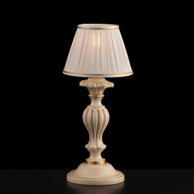 Bonetti Illumina Leonardo Abatjour in legno e pasta di legno 1 luce e paralume in plisse bianco Colore: Oro