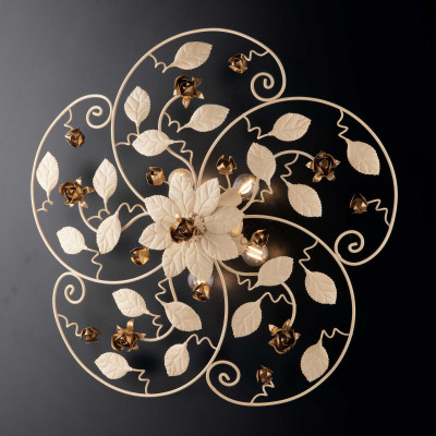 Bonetti Illumina - Bella - Plafoniera classica in metallo laccato con decorazione decape 5 luci - 5 Lampadine E14 60W - IP20 - SKU: BL196-PL5