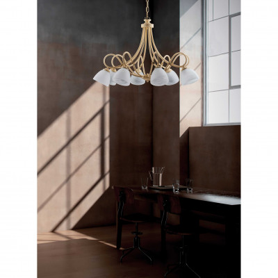 Be Light Dallas Lampadario grande paralumi in vetro e con struttura in metallo Colore: Avorio