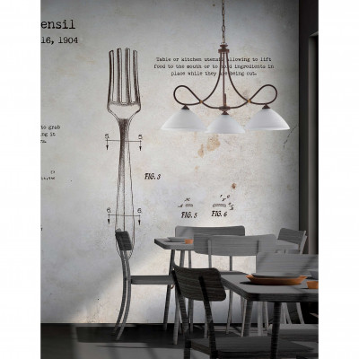Be Light - Dallas - Lampadario grande struttura in metallo e paralumi in vetro - 3 Lampadine E27 60W - IP20 - SKU: BL217-S3