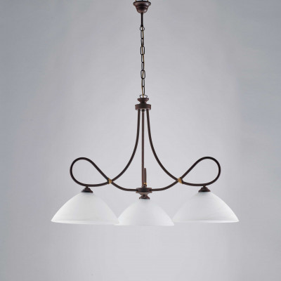 Be Light - Dallas - Lampadario grande struttura in metallo e paralumi in vetro - Colore: Ruggine - 3 Lampadine - E27 - 60W - IP20 - SKU: BL217-S3-RG