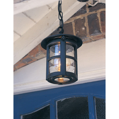 Elstead Lighting - Hereford - Lanterna a catena per portico struttura in alluminio e diffusore in vetro - Colore: Nero - 1 Lampadina E27 100W - IP43 - SKU: BL21B-BLACK