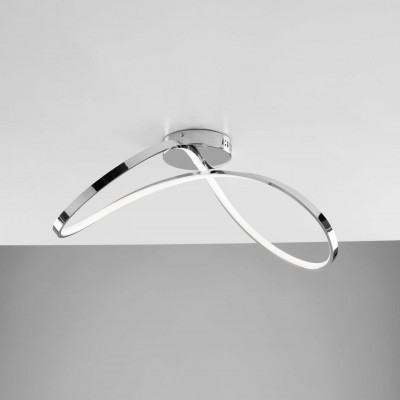 Be Light - Infinity - Plafoniera a soffitto a LED con struttura in alluminio dalle linee moderne - Colore: Cromato - 1 Lampadina Led Integrato 45W - Lumen 4000 - Gradi Kelvin 4000k Luce Naturale - IP20 - SKU: BL239-PCR