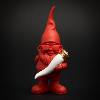 Blogo Nani Scultura da tavolo grande nano in resina con cornetto colorato Lucky Colore: Rosso