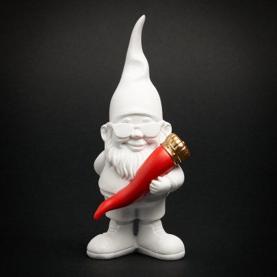 Blogo Nani Scultura da tavolo piccola nano in resina con cornetto colorato Lucky Colore: Bianco