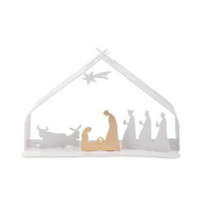 Alessi Presepe in acciaio da collezione "Bark Crib" Colore: Bianco