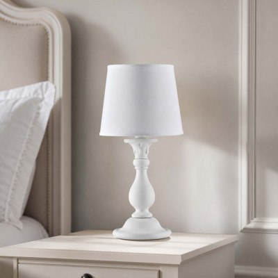 Bonetti Illumina Lucca Abat-jour classica in legno e paralume in tessuto Colore: Bianco