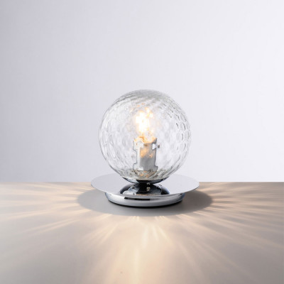 Bonetti Illumina - Armonia - Abat-jour da comodino in metallo con diffusore in vetro dal design moderno - Colore: Cromato - 1 Lampadina - E14 - 42W - IP20 - SKU: BL285-LT-CR